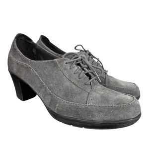 Clarks Honest 80896 Gray Suede Lace Up Heels Oxfords 8.5 Witchy Steampunk Goth